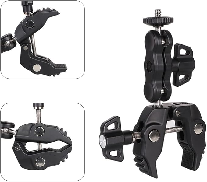 Multi-function Super Camera Clamp with 360 Double Ball Head for Motorcycle Bike Handlebar Sport Camera DSLR Light Holder Mount