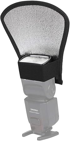 2 Pack Flash Diffuser Reflector Black Edition - 2-Sided White/Silver Bend Bounce Flash Reflector Kit with Elastic Strap for Canon, Nikon, Sony, Fuji and All Speedlight Flashes - by Kachifoto