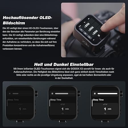 Godox X3-S Wireless Flash Trigger OLED Touchscreen for Sony Camera 2.4GHz Wireless 1/8000S HSS TTL Tcm Function Built-in Battery Rechargeable (Type-C) Remote Camera Flash Trigger for Sony