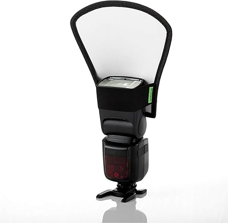 2 Pack Flash Diffuser Reflector Black Edition - 2-Sided White/Silver Bend Bounce Flash Reflector Kit with Elastic Strap for Canon, Nikon, Sony, Fuji and All Speedlight Flashes - by Kachifoto
