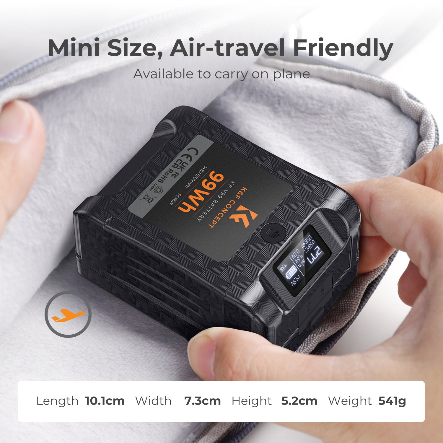 V Mount Battery, 99Wh Mini V-Mount Battery, 6700mAh 14.8V Support 65W PD USB-C Fast Charger, with D-TAP, USB-A, USB-C, BP, OLED Screen, for Cameras and Camcorders
