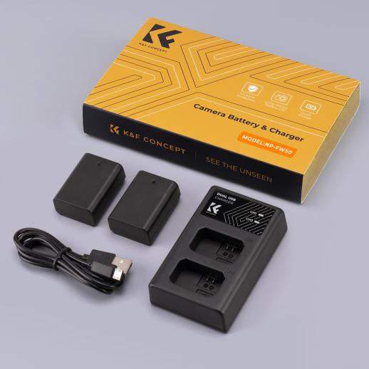 NP-FW50 Battery 2 Pack and Charger for Sony ZV-E10 , A6000, A6500, A6300, A6400, A7, A7II, A7RII, A7SII, A7S, A7S2, A7R, A7R2, A55, A5100, RX10