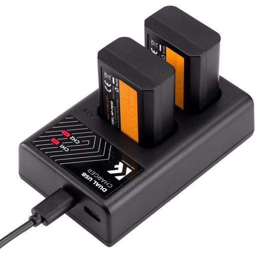 NP-FW50 Battery 2 Pack and Charger for Sony ZV-E10 , A6000, A6500, A6300, A6400, A7, A7II, A7RII, A7SII, A7S, A7S2, A7R, A7R2, A55, A5100, RX10