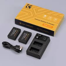 LP-E17 Battery 2 Pack and Charger for EOS RP, EOS M3, M5, M6 Mark II, 77D, 200D, 750D, 760D, 800D, 8000D (Micro USB Port,1250mAH)