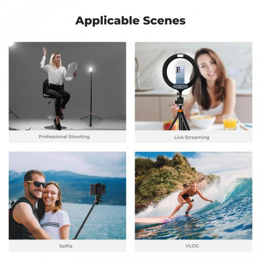 K&F Concept 69''/175cm Iphone Selfie Stick Tripod, Compact Tripod with Phone Holder, Light Stand with Detachable Remote Control, Action Camera Adapter, Compatible with Phone/GoPro/Camera