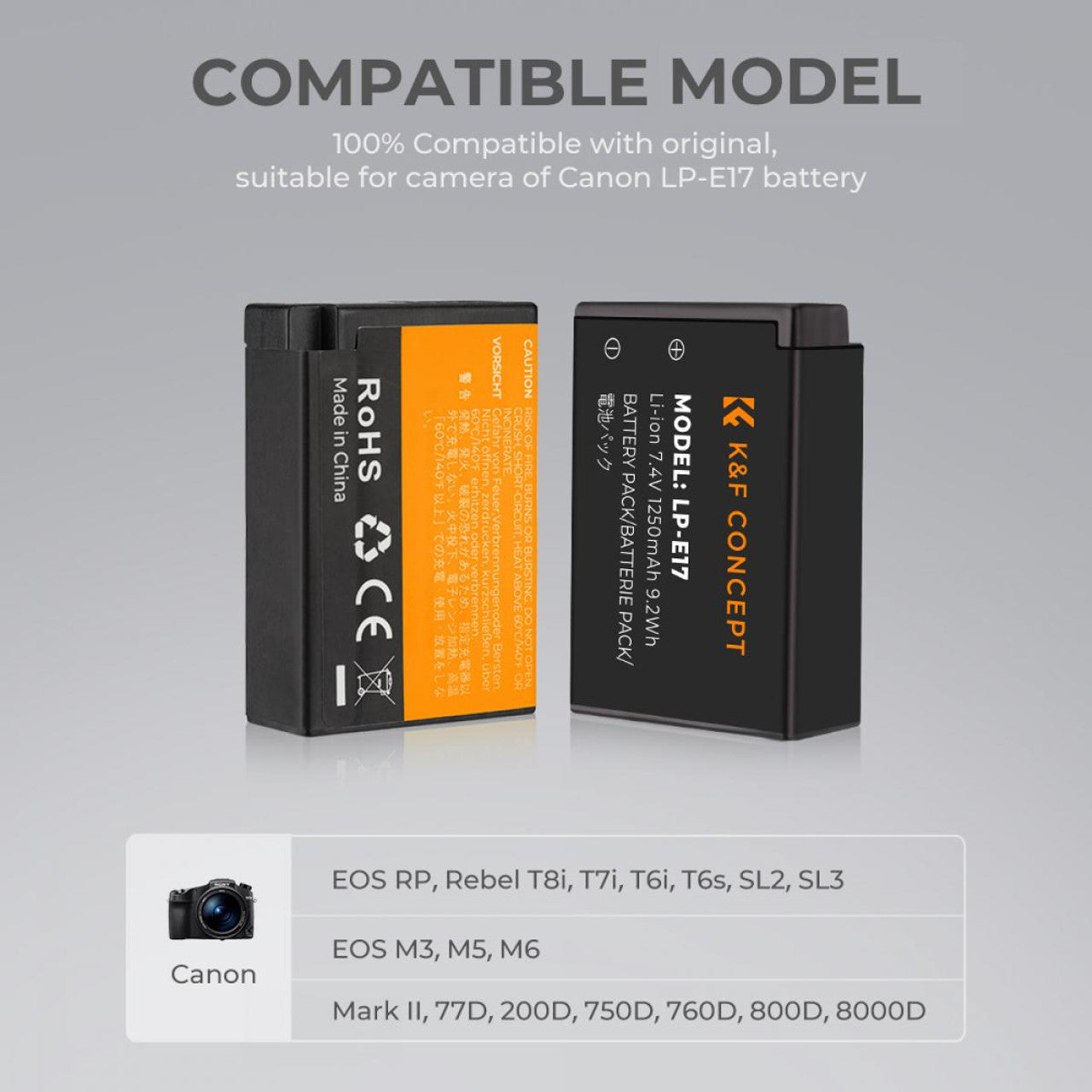 K&F LP-E17 Camera Battery for Canon Cameras