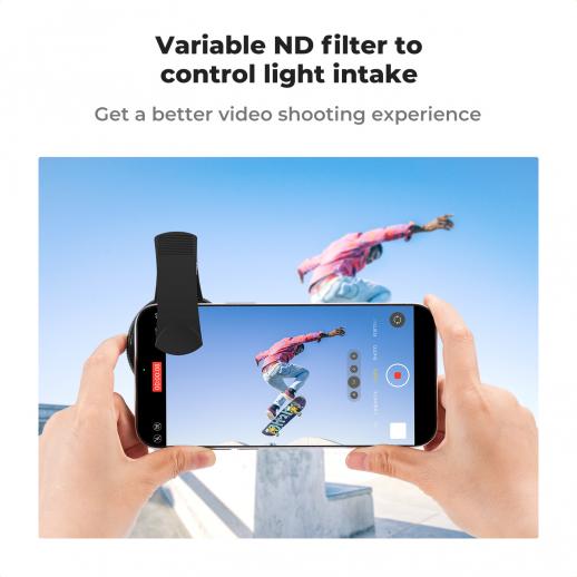 52mm Clip-on ND2-400 Phone Camera Lens Filter Kit, Adjustable Neutral Density Filter Compatible models: iPhone 15 series / 14 series / 13 series / 12 series / 11 series