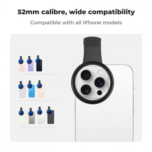 52mm Clip-on ND2-400 Phone Camera Lens Filter Kit, Adjustable Neutral Density Filter Compatible models: iPhone 15 series / 14 series / 13 series / 12 series / 11 series