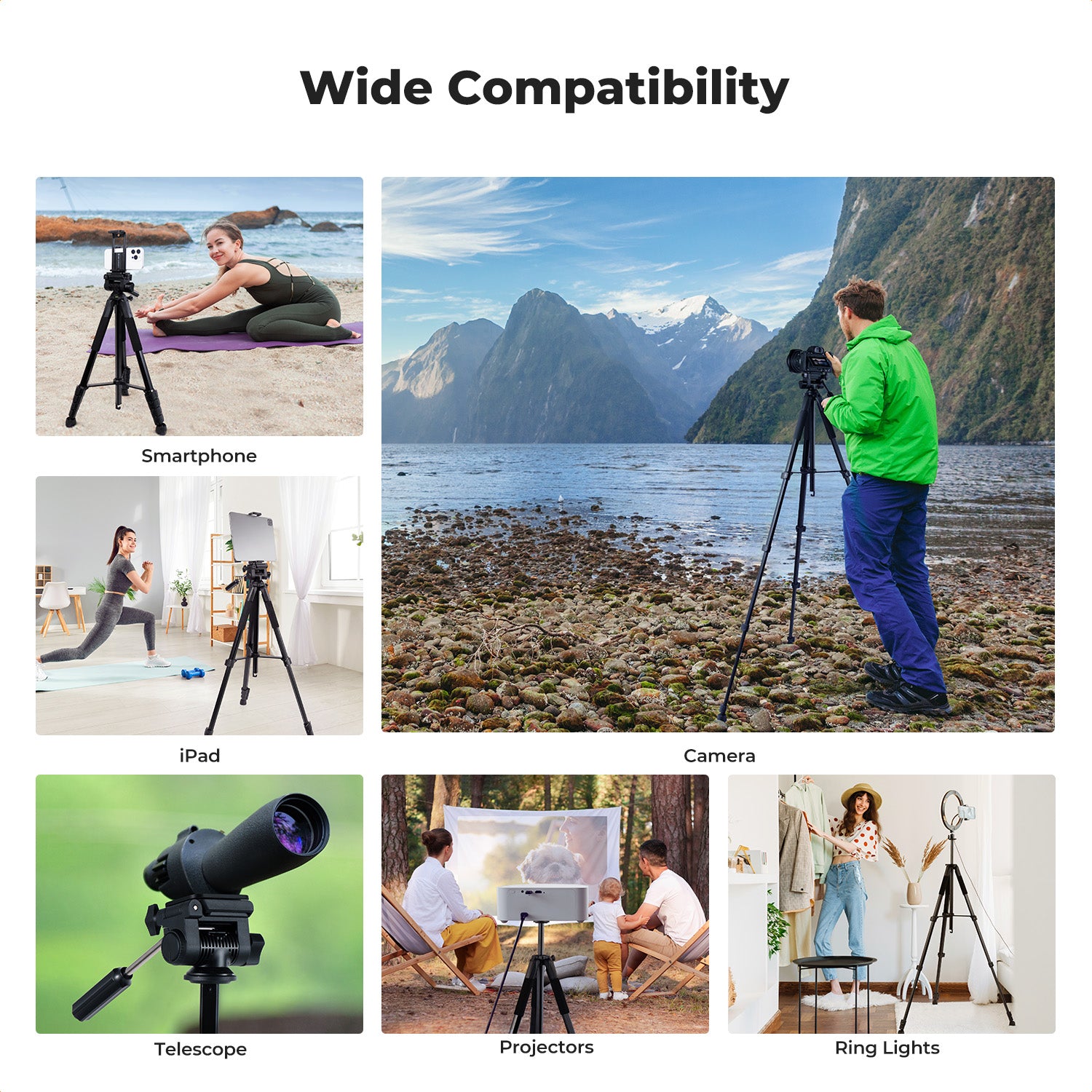 K&F Concept 190 cm Lightweight Tripod, Camera Compact Tripod with Remote and 2-in-1 Phone Holder,Travel Phone Tripod with Removable 3-Way Pan Head for Selfie/Video Recording/Photo/Live Stream/Vlog