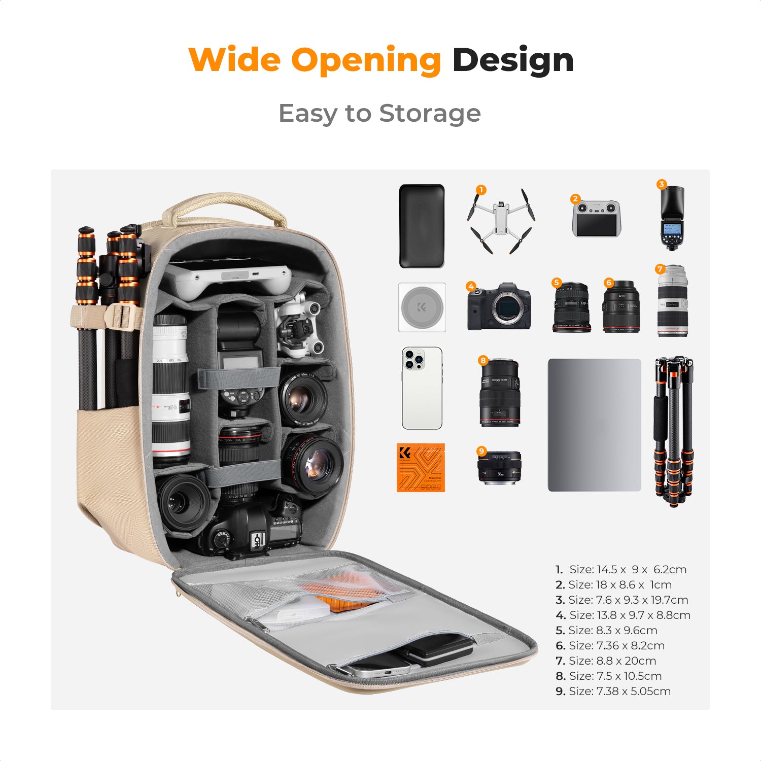 K&F Concept Camera Backpack Hardshell DSLR Photography Camera Bag with 15-15.6 Inch Laptop Compartment Waterproof Camera Case