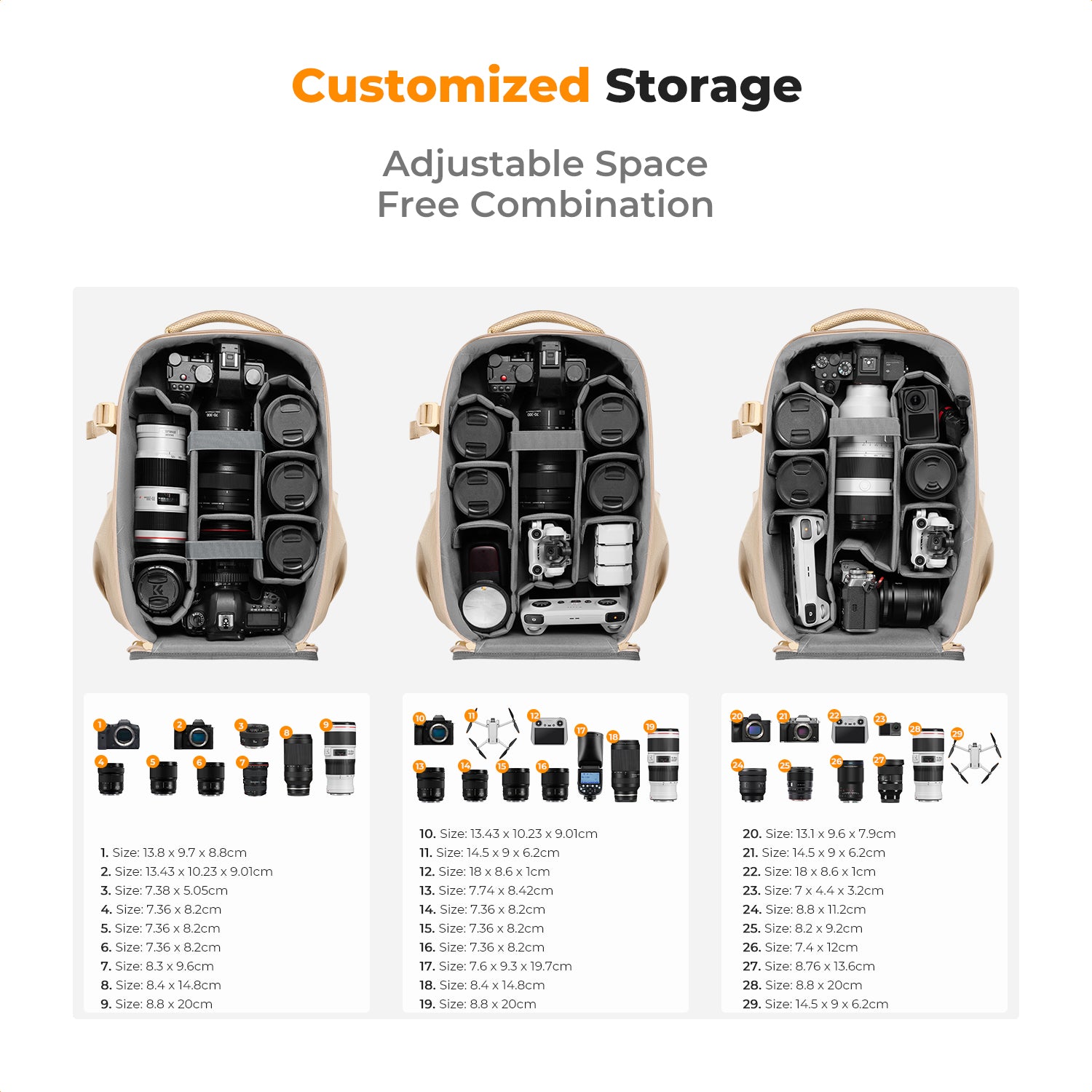 K&F Concept Camera Backpack Hardshell DSLR Photography Camera Bag with 15-15.6 Inch Laptop Compartment Waterproof Camera Case
