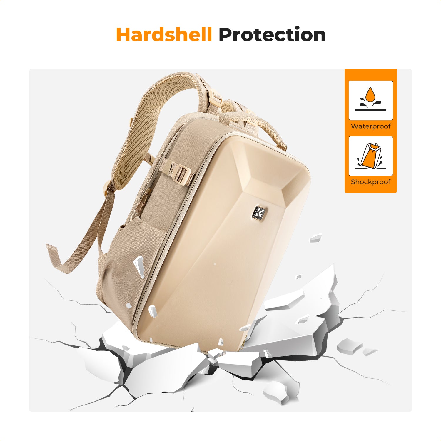 K&F Concept Camera Backpack Hardshell DSLR Photography Camera Bag with 15-15.6 Inch Laptop Compartment Waterproof Camera Case