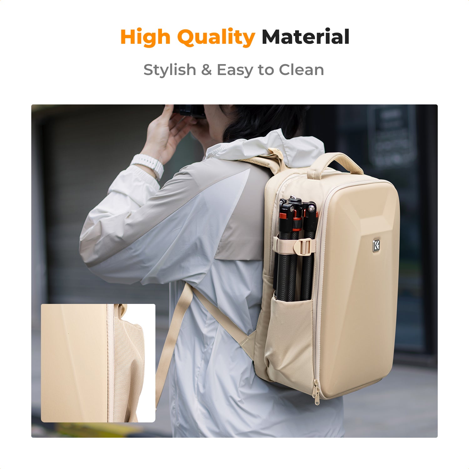 K&F Concept Camera Backpack Hardshell DSLR Photography Camera Bag with 15-15.6 Inch Laptop Compartment Waterproof Camera Case