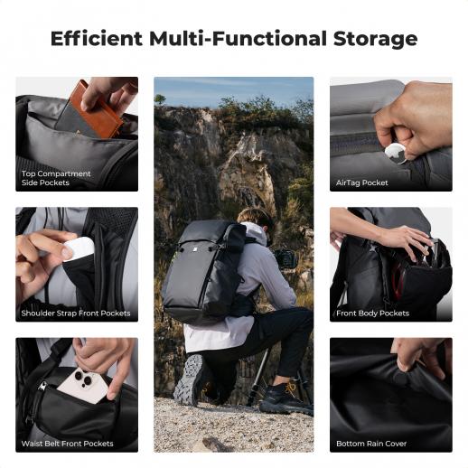 K&F Concept 30L Camera Backpack, Professional Waterproof DSLR Backpack with Removable Customizable Insert, Adjustable Straps – Fits 15
