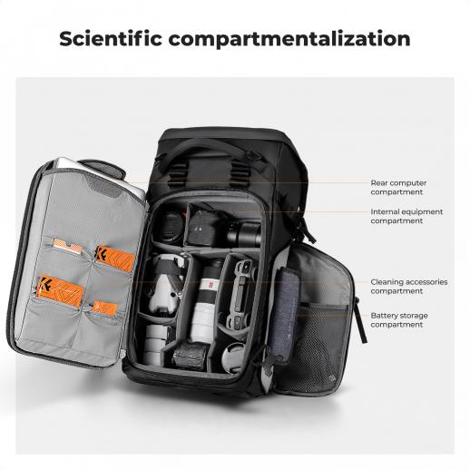K&F Concept 30L Camera Backpack, Professional Waterproof DSLR Backpack with Removable Customizable Insert, Adjustable Straps – Fits 15