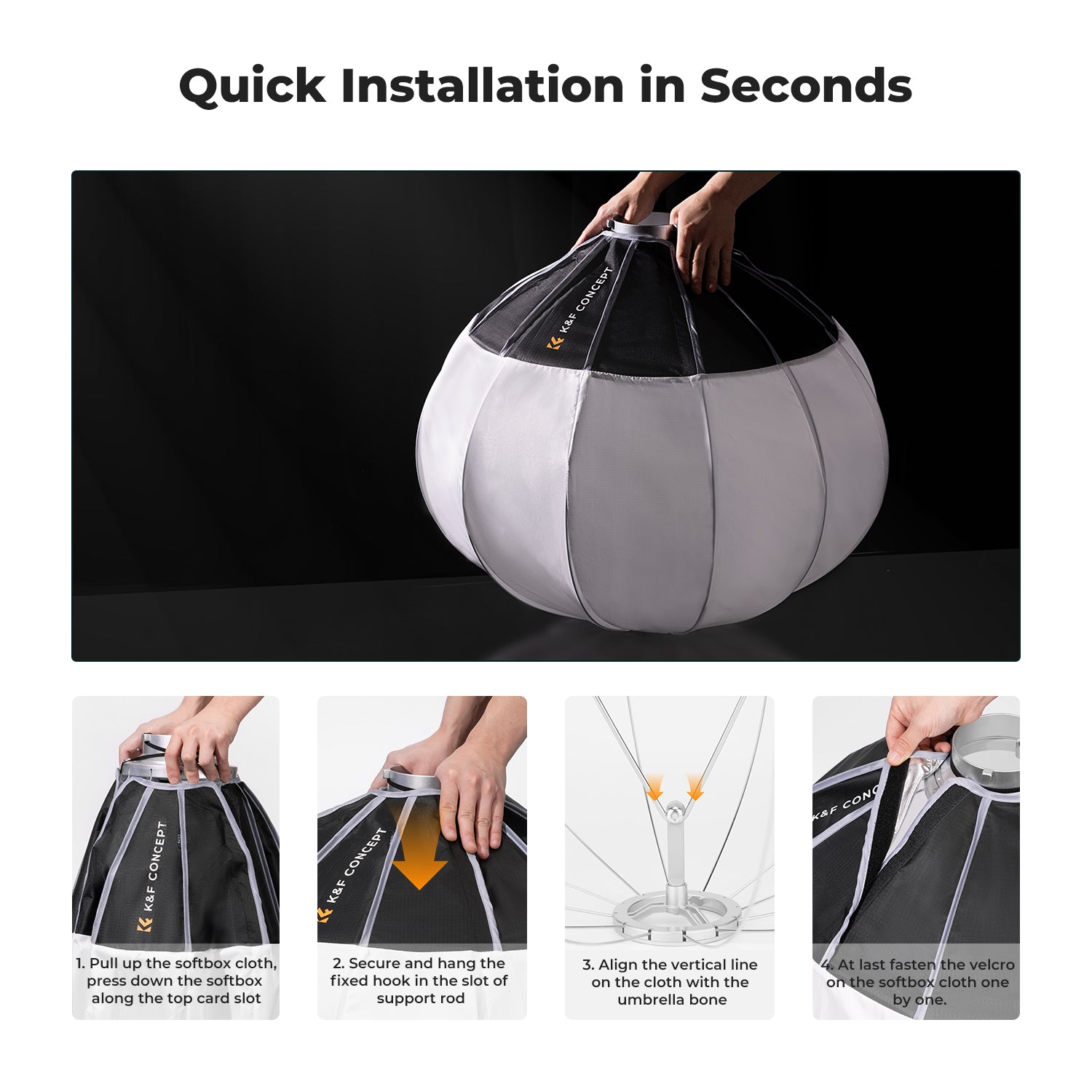 K&F 65cm Softbox Lantern Soft Light Modifier Quick Release Light Diffuser Softbox Compatible with Bowens Mount with Carrying Bag for Photography Studio Speedlite Flash and Monolight