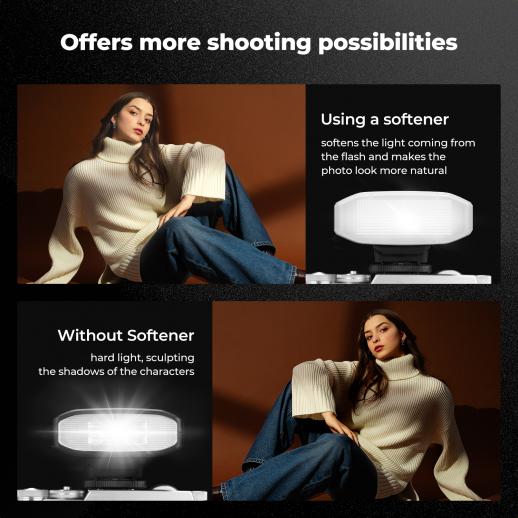 K&F CONCEPT Mini On-Camera Flash GN12, 5600K, 2000mAh Built-in Battery, Compatible with Canon, Fuji, Sony, Nikon, Panasonic, Olympus, Pentax & Other DSLR/Mirrorless Cameras with Standard Hot Shoe