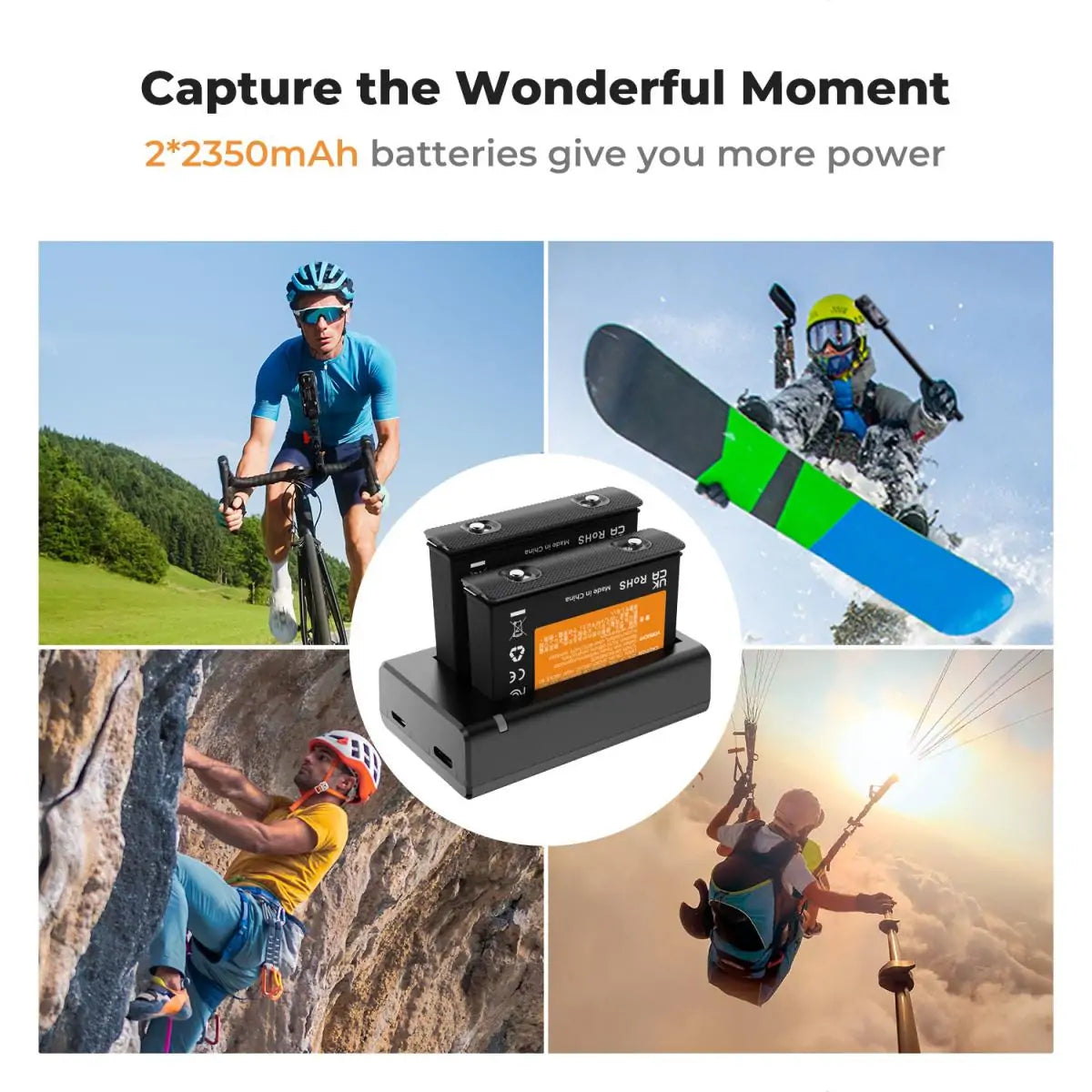 K&F Concept Insta 360 X4 Battery and Charger, 2-Pack 2350mAh X4 Battery and Dual LED Fast Battery Charger for Insta 360 X4 Accessories