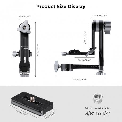 K&F Gimbal Head adjustable on 3 Axes for Long Lens Photography | KF31.052
