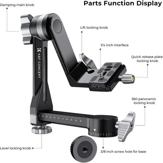 K&F Gimbal Head adjustable on 3 Axes for Long Lens Photography | KF31.052