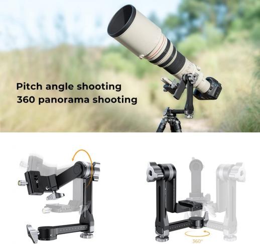 K&F Gimbal Head adjustable on 3 Axes for Long Lens Photography | KF31.052