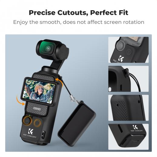 k&f Pocket 3 Silicone Protective Case Set Screen Protector Lens Film Screen Film Suitable for DJI OSMO Pocket 3 Creator Combination Accessories