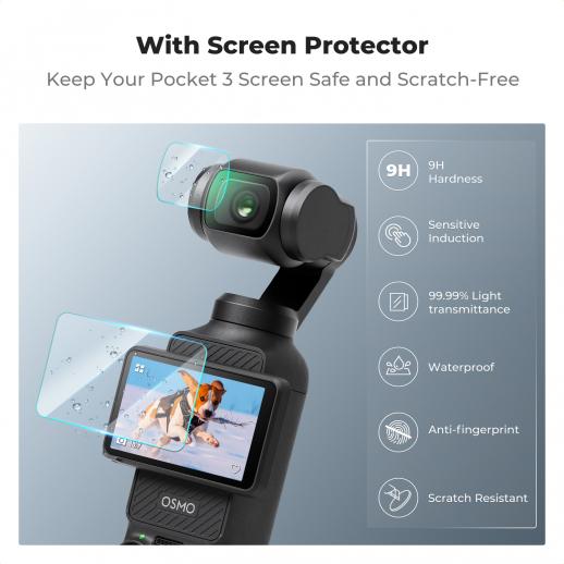 k&f Pocket 3 Silicone Protective Case Set Screen Protector Lens Film Screen Film Suitable for DJI OSMO Pocket 3 Creator Combination Accessories