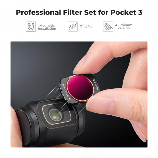 DJI Osmo Pocket 3 Filter Set Magnetic UV + CPL + ND/PL, 6 Pack Magnetic UV + CPL + ND16&PL + ND32&PL + ND64&PL + ND256&PL Protection Polarizer Neutral Density Filters, Multi Coated HD Optical Glass