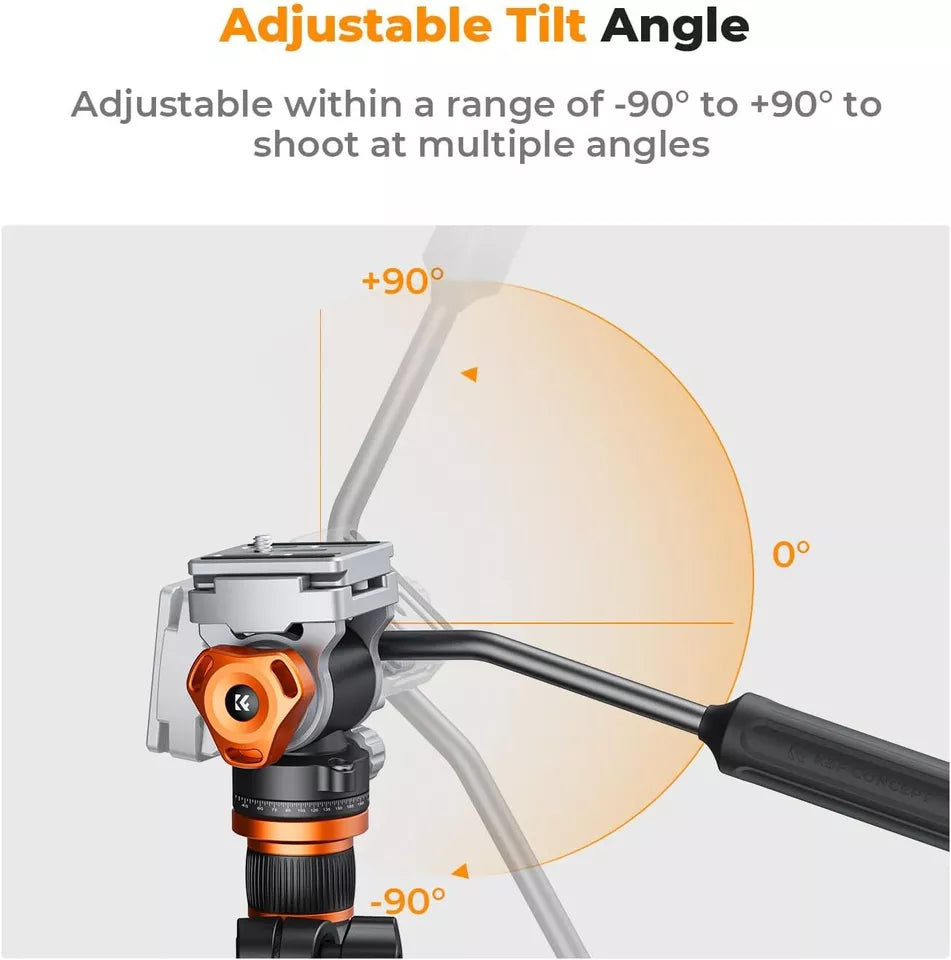K&F Concept Video Fluid Head Tripod Head Max Load 11lb/5kg,Silky-Smooth, Stable Tripod Fluid Head for pan and tilt,Arca Swiss-Compatible Fluid Head Mount (KF31.087)
