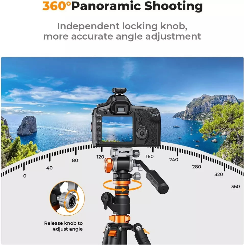 K&F Concept Video Fluid Head Tripod Head Max Load 11lb/5kg,Silky-Smooth, Stable Tripod Fluid Head for pan and tilt,Arca Swiss-Compatible Fluid Head Mount (KF31.087)