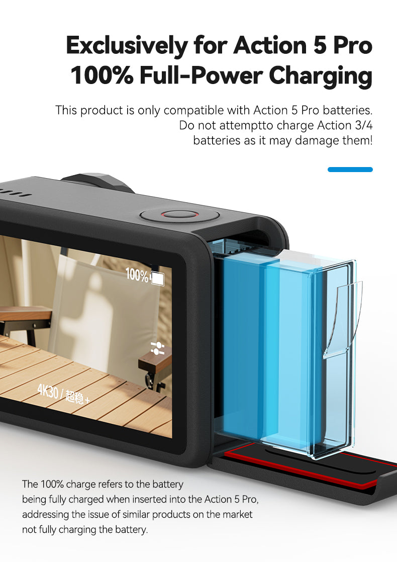 Telesin three slot charging case for DJI Action 5