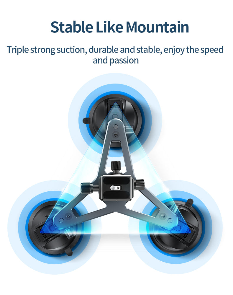 TELESIN Three-Arm Suction Mount