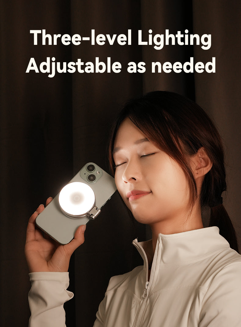 TELESIN° Magnetic Selfie Light With Mirror, 360° LED Fill Light For IPhone Magsafe & Non-Magsafe Phones, 3 Color, Height Adjustable