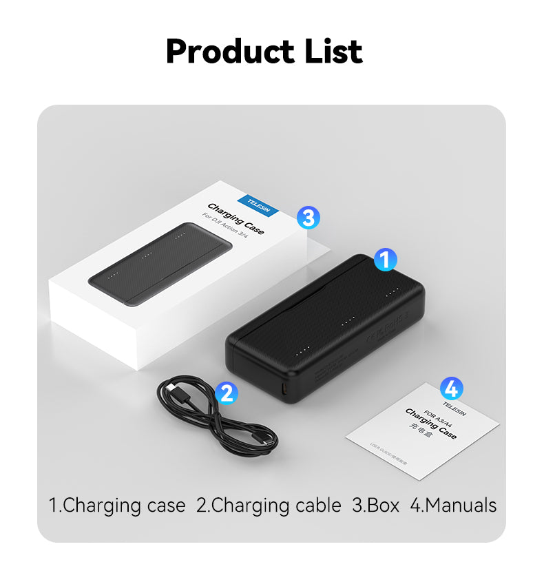 Telesin three slot charging case for DJI Action 5