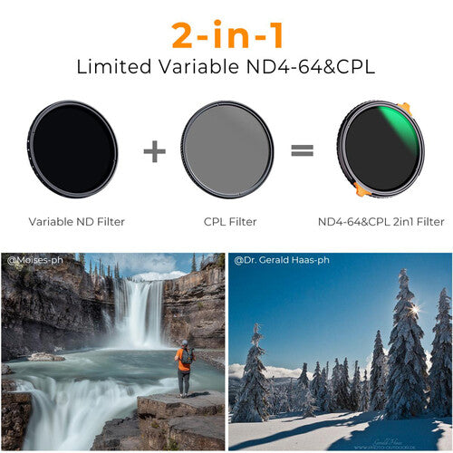 K&F Nano-X Series 2-in-1 Variable ND ( ND4-64 ) & CPL Filter (2 to 6-Stop)