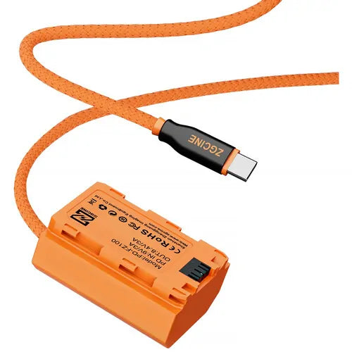 ZGCINE USB-C PD to Sony NP-FZ100 Dummy Battery with Braided Wire 23.6″ (PD-FZ100)