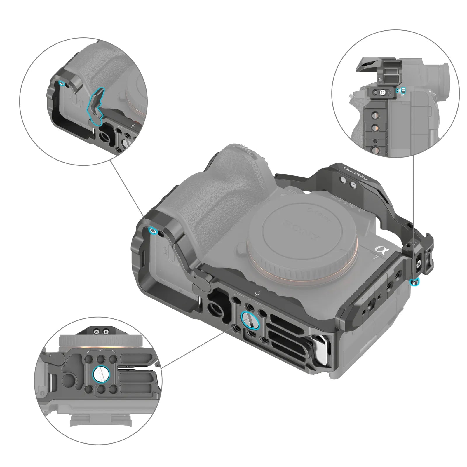 SmallRig HawkLock Quick Release Advanced Cage Kit for Sony Alpha 7R V / Alpha 7 IV / Alpha 7S III