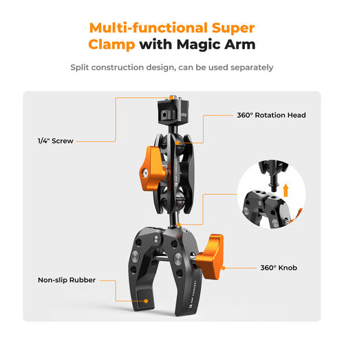 K&F Concept MS13 Multifunctional Super Clamp with Ball Head Magic Arm (KF31.083)