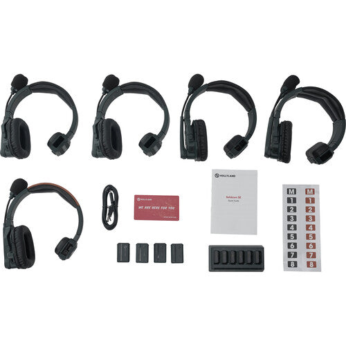 Hollyland Solidcom SE 5S 5-Person Full-Duplex Single-Ear Noise-Canceling Headset Intercom System (2.4 GHz)