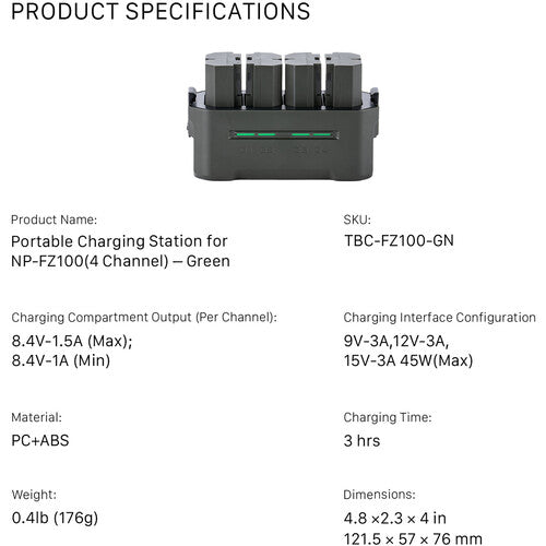 Tilta Portable Charging Station for NP-FZ100 Batteries TBC-FZ100-GN