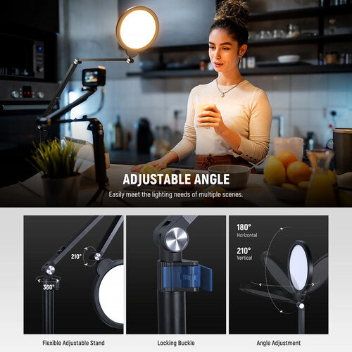 Neewer BASICS R18 Bi-Color Round LED Light with Desktop Stand (7