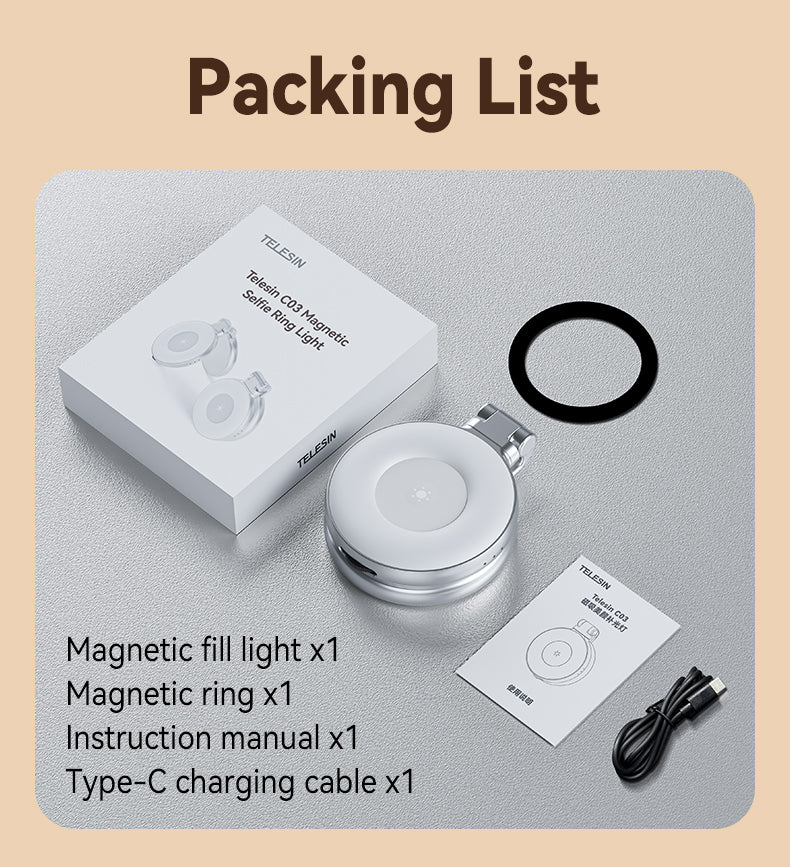 Telesin Magnetic Selfie Ring Light
