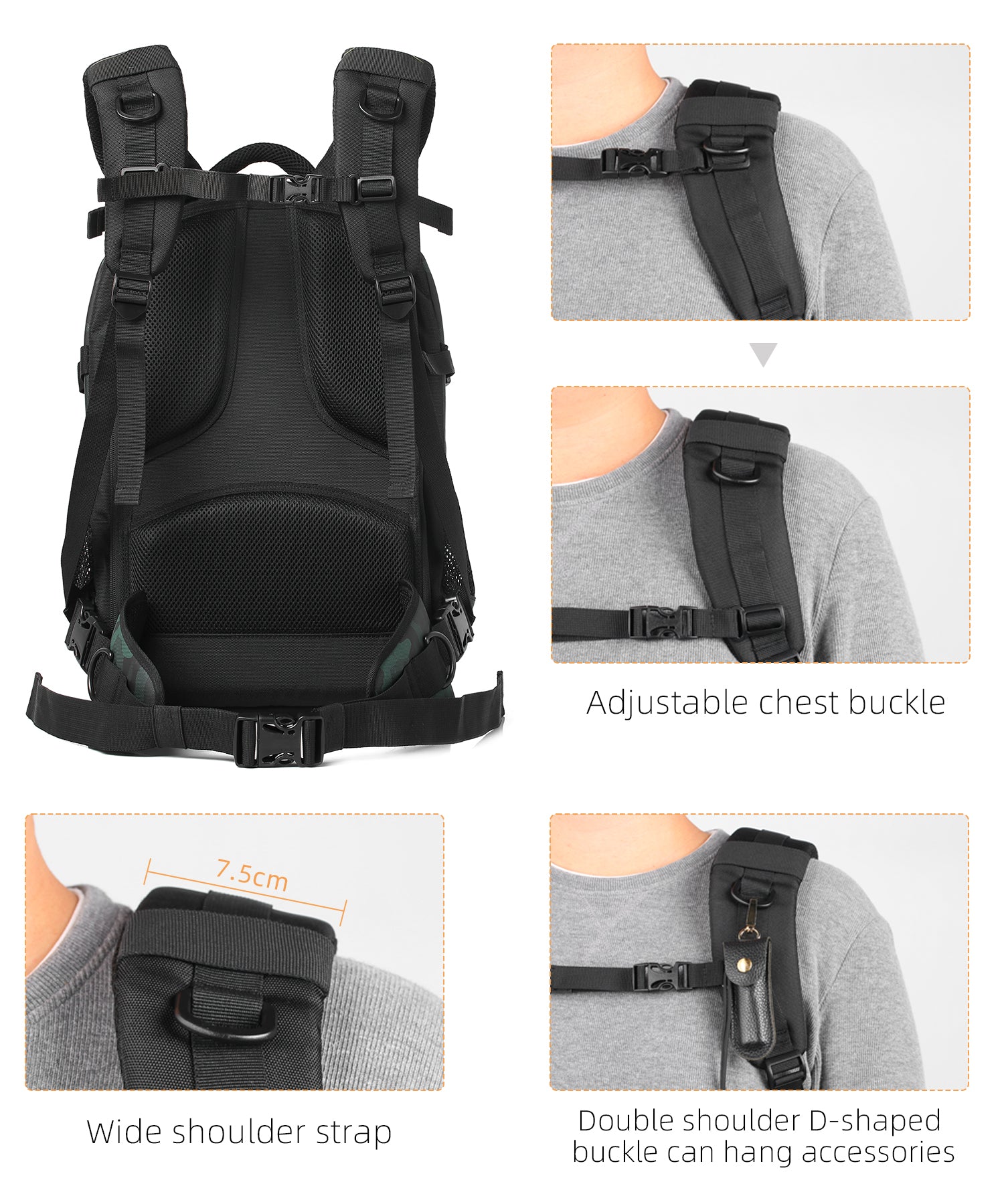 K&F Camera Bag Large Multifunctional Digital SLR Camera Backpack Suitable for Outdoor Travel Photography 31*24*46cm - Backpack 23L Nature Wander 06 (Camouflage)