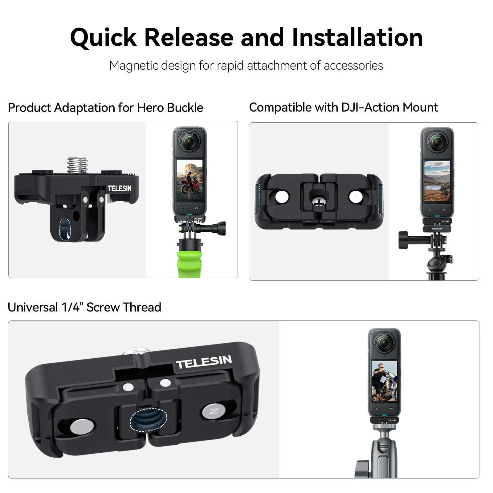 Telesin Dual Mount Adapter For Insta360 X4 / X5