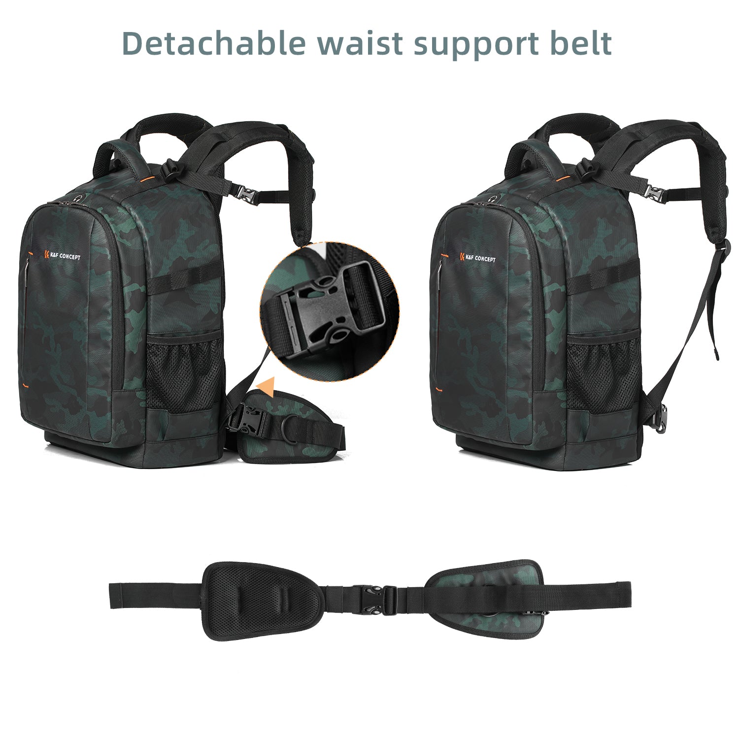 K&F Camera Bag Large Multifunctional Digital SLR Camera Backpack Suitable for Outdoor Travel Photography 31*24*46cm - Backpack 23L Nature Wander 06 (Camouflage)