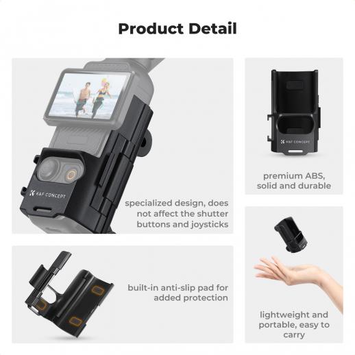 Expansion Adapter Mount Compatible with DJI Osmo Pocket 3, Extended Mounting Bracket Frame with Cold Shoe Mount/ 1/4