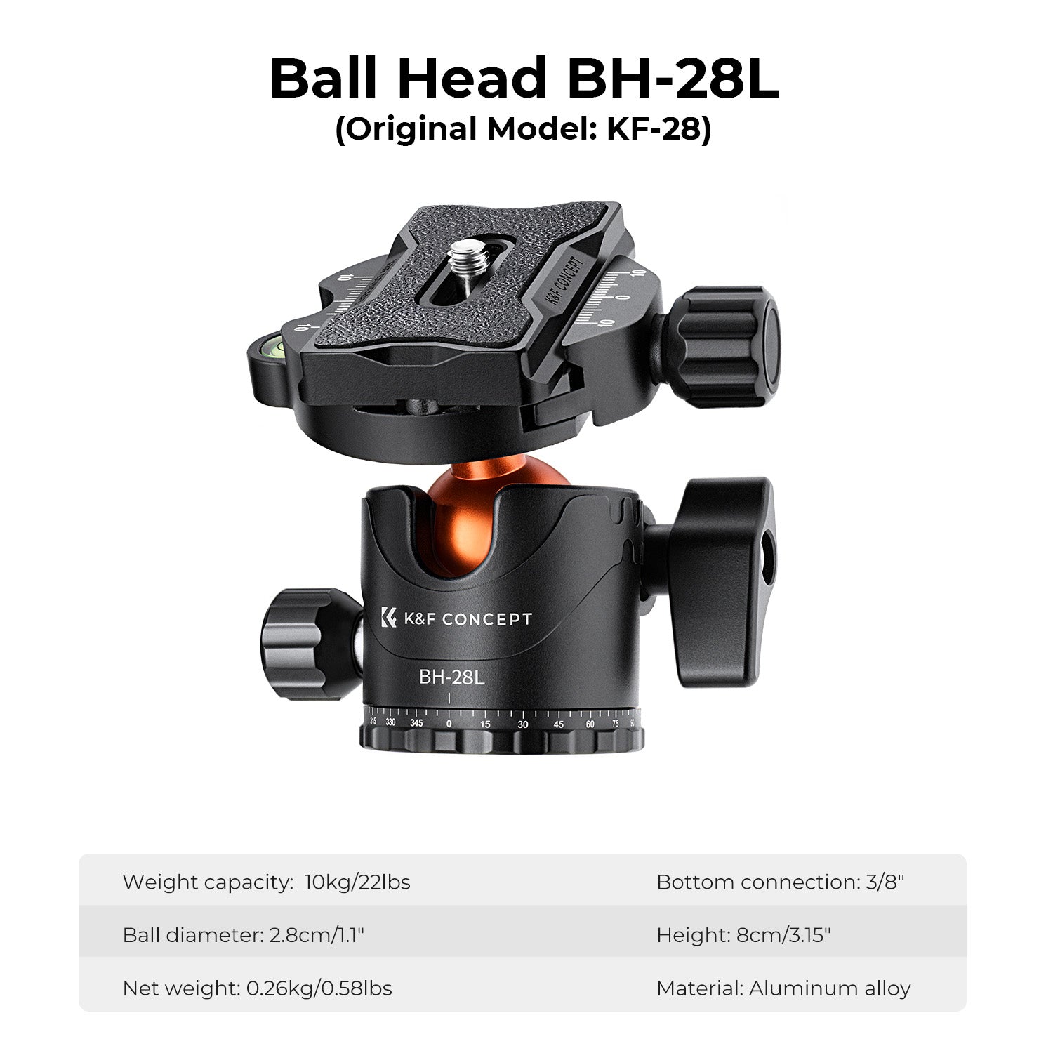 K&F 2.3m Camera Tripods magnesium aluminum alloy tripods Reversible Detachable Monopod Plate Lock Transverse Center Column horizontal 360 ° panoramic BH-28L head (orange)