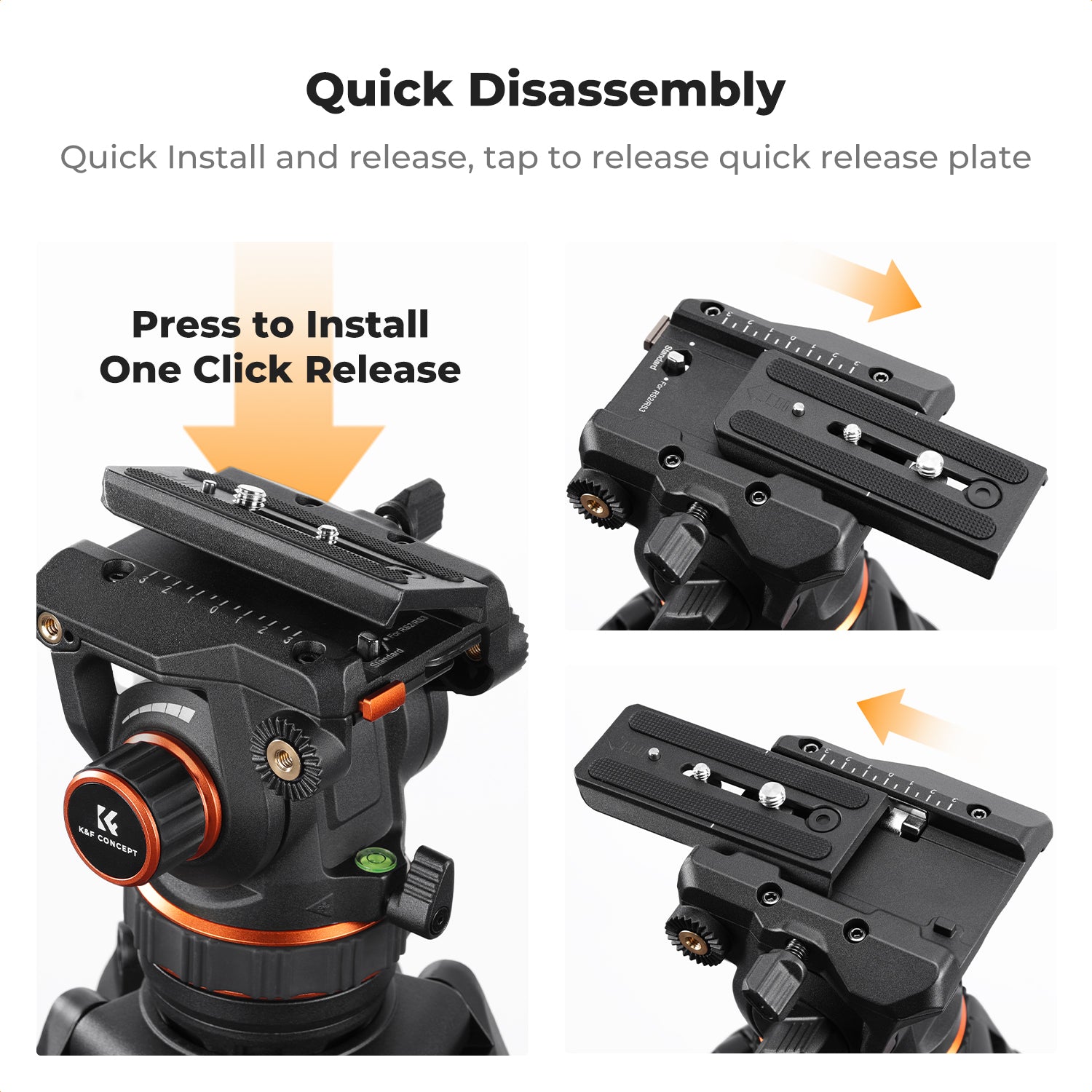 K&F 10KG Load Capacity Fluid Head Tripod Camera Tripod Maximum Height 75.2