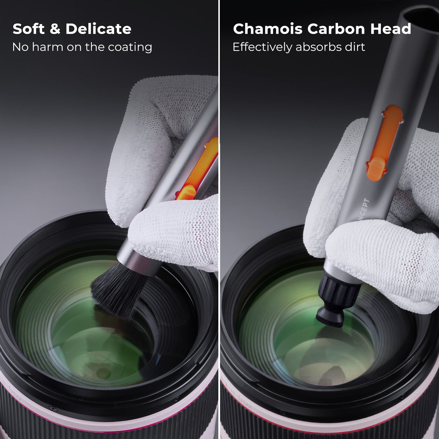 K&F Concept Camera Cleaning Kit, 6 in 1 with Vacuum Cleaning Cloth*2, Replaceable Cleaning Pen, Full Frame Cleaning Wand*2, Silicone Black Air Blow for Canon Nikon Cameras Cleaning Tool Accessories