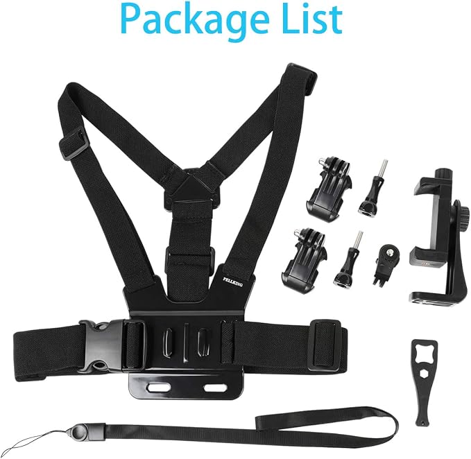 PellKing Mobile Phone Chest Strap Mount,Harness Strap Holder Universal Cell Phone Clip for Action Camera POV Compatible with Gopro Akaso Samsung iPhone etc